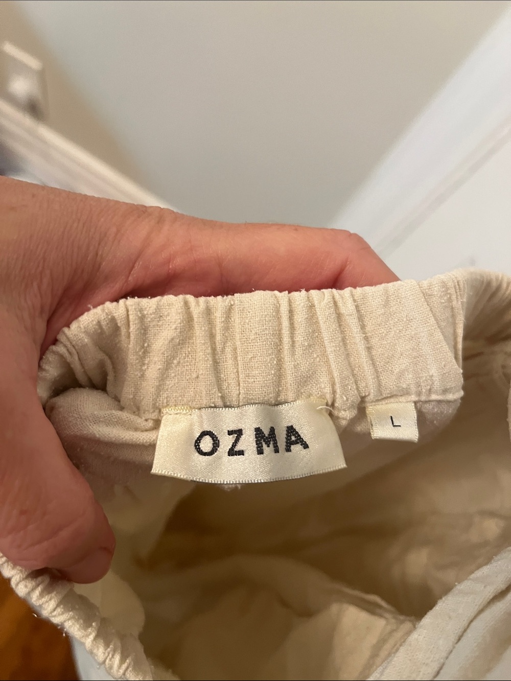 OZMA Cream Sleeveless Wide-Leg Jumpsuit with Waist Tie - Picture 3 of 3